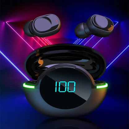 Fones de Ouvido Bluetooth 5.1 – design intra-auricular, sem fio, com luz LED