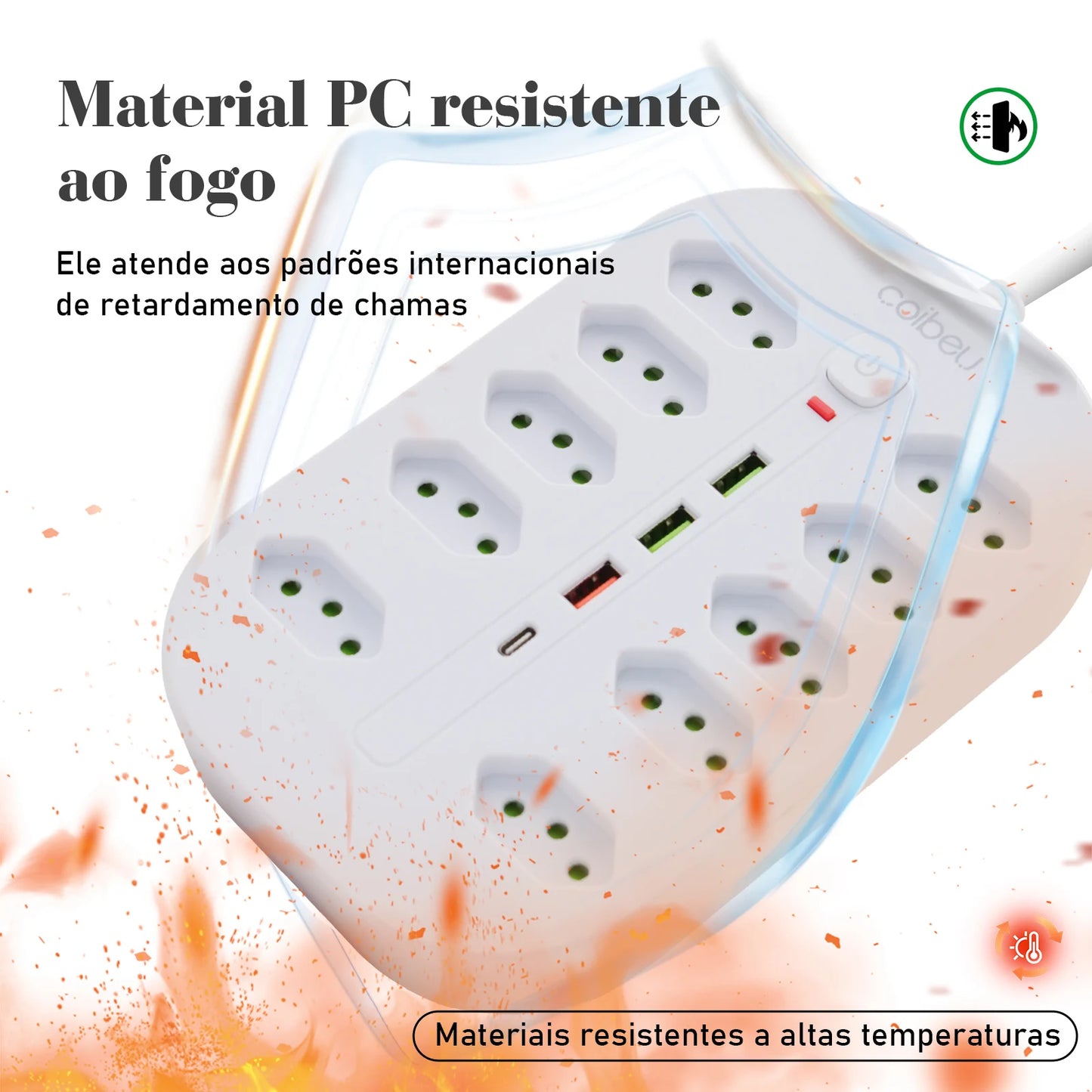 Filtro de Linha Extensão Elétrica Adaptador Tomada 10A 110-220V com USB