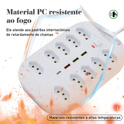 Filtro de Linha Extensão Elétrica Adaptador Tomada 10A 110-220V com USB