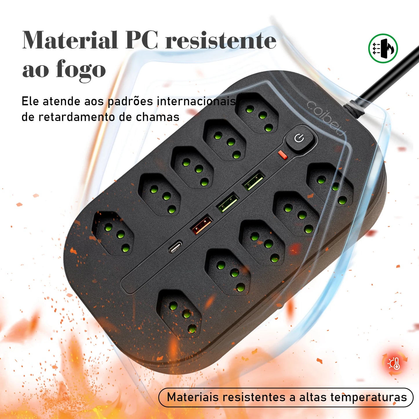 Filtro de Linha 2M com USB Proteção Sobrecarga Tomadas Coibeu