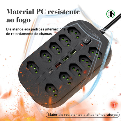 Filtro de Linha 2M com USB Proteção Sobrecarga Tomadas Coibeu