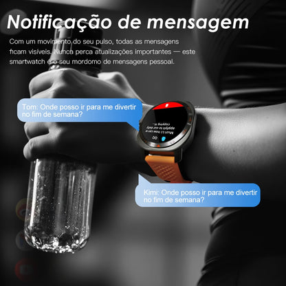 Relógio Inteligente AURAFIT AM32 com Papel de Parede Personalizável, Alertas de Chamadas/Mensagens, Ligações Sem Fio e Modo Esportivo