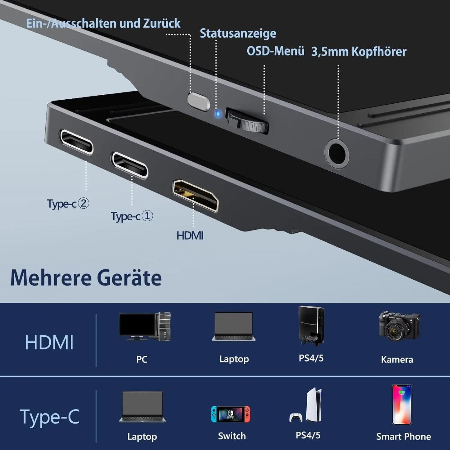 Monitor Portátil Touch 15.6" - Tela Sensível ao Toque Móvel