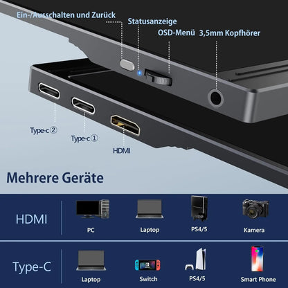 Monitor Portátil Touch 15.6" - Tela Sensível ao Toque Móvel