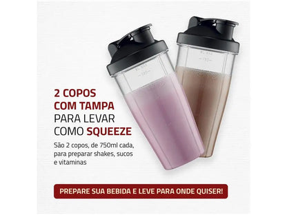 Blender Mondial DG-01 Personal Blender 300W 2 Velocidades Preto e Prata - 110V