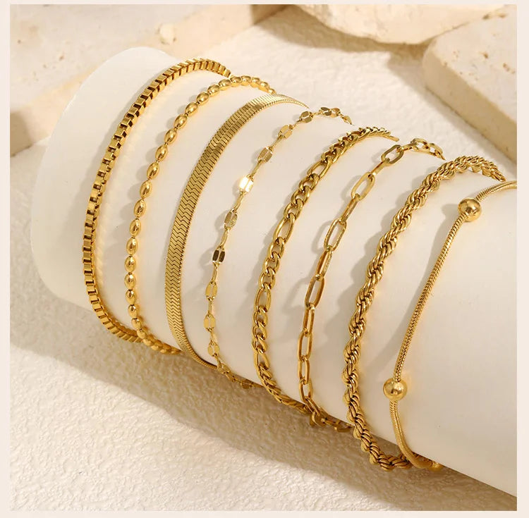 Pulseira Feminina Aço Inoxidável Empilhável Antialérgica