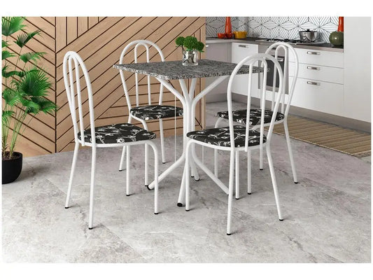 Conjunto Mesa de Jantar 4 Cadeiras Thais Branca Madesa