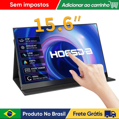 Monitor Portátil Touch 15.6" - Tela Sensível ao Toque Móvel