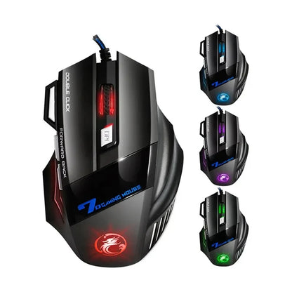 Mouse Gamer X7 Ergonômico com LED - 5500 DPI Ajustável para PC e Notebook