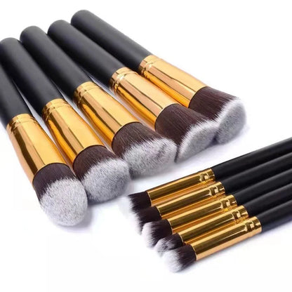 Kit 10 Pincéis Kabuki Profissional Contorno Esfumado Maquiagem