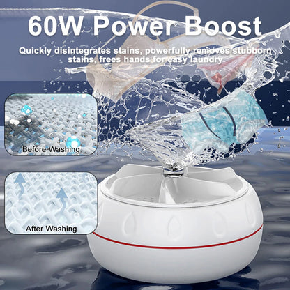 Mini Lavadora Ultrassônica Portátil 60W Turbo USB para Roupas de Bebê Roupas Íntimas Meias Viagem