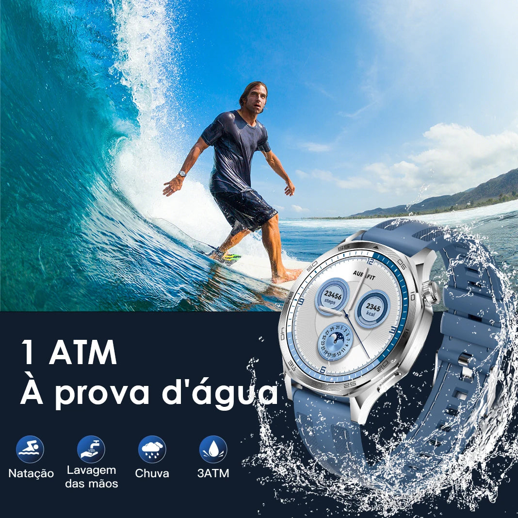 Smartwatch AURAFIT AM29 Tela AMOLED 1.43" Carregamento Sem Fio 100+ Modos Monitor Saúde IP68 Strava