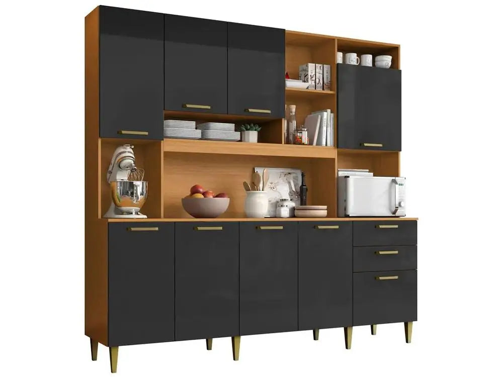 Armário de Cozinha Completo Aramobile Mega Kit 9 Portas 2 Gavetas