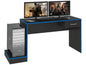 Mesa Gamer Artely Preta e Azul com 1 Gaveta
