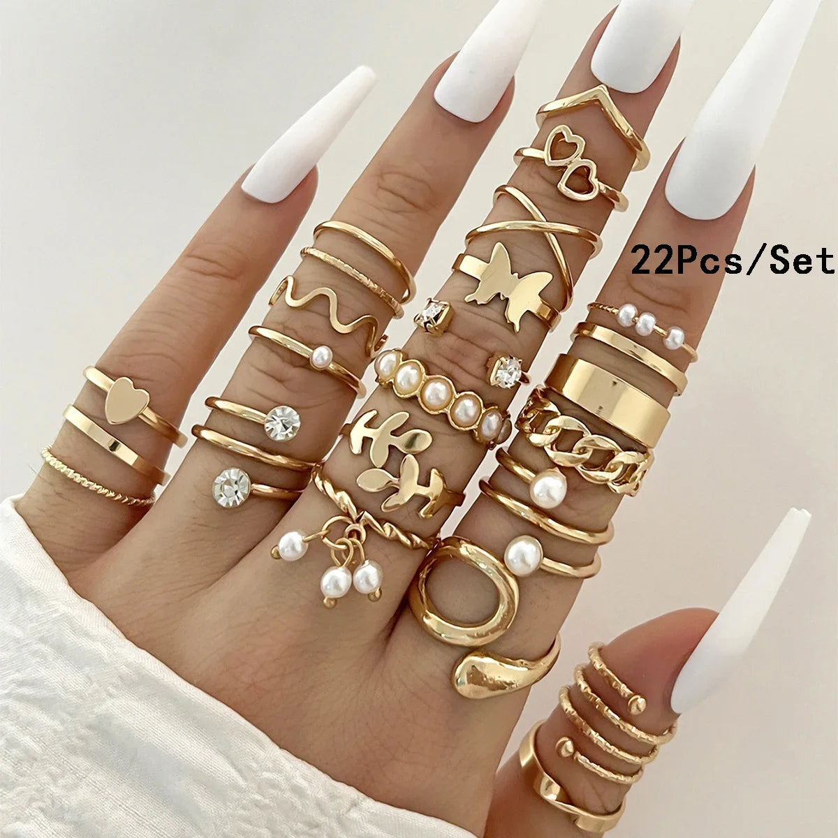 Conjunto 28 Peças Anéis Fashion Geométricos Feminino Cristal Coração