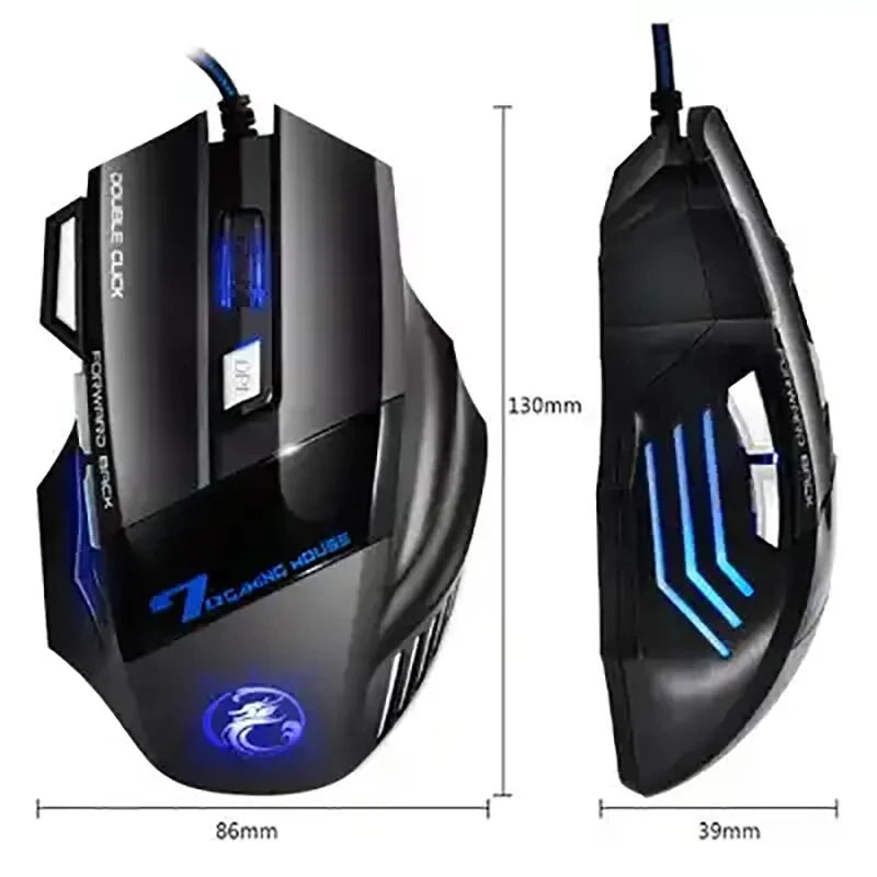 Mouse Gamer X7 Ergonômico com LED - 5500 DPI Ajustável para PC e Notebook