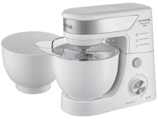 Batedeira Planetária Mondial Premium Branco e Inox 700W - 220V