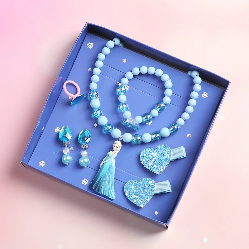 Conjunto 7 Peças Joias Infantil Disney Frozen Colar Presente Meninas Brinquedo
