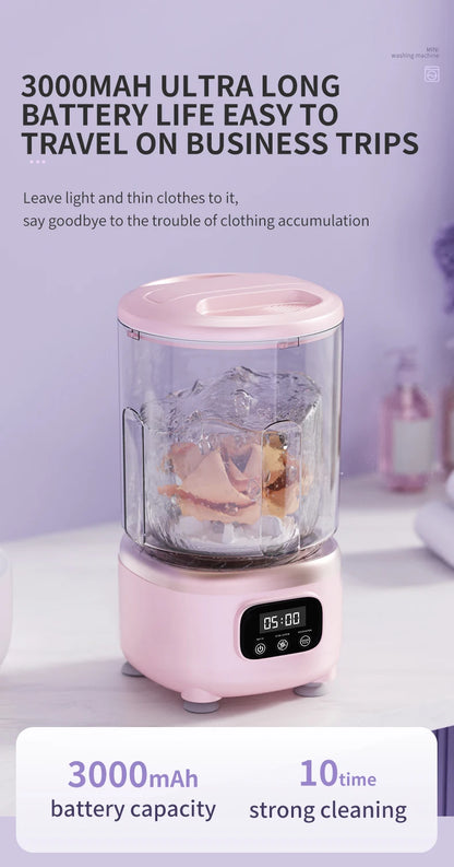 Mini Lavadora Portátil Sem Fio 2L – Roupa Íntima, Meias e Roupas de Pet