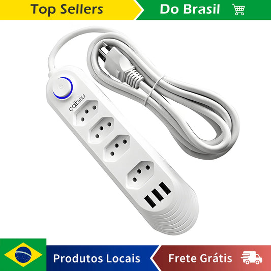 Torre de Tomadas 2M com USB Filtro de Linha Retrátil Coibeu B04U
