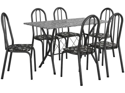 Conjunto Mesa de Jantar 6 Cadeiras Preta Ravenna Madesa