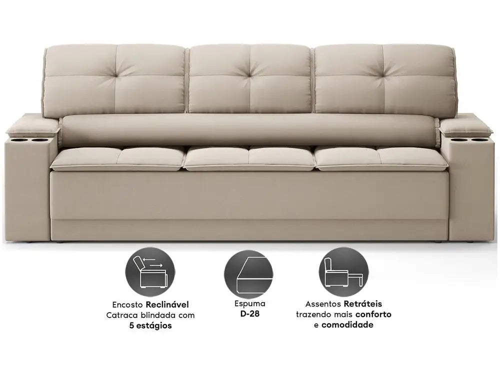 Sofá Retrátil e Reclinável 3 Lugares Velosuede Up Next Sofas