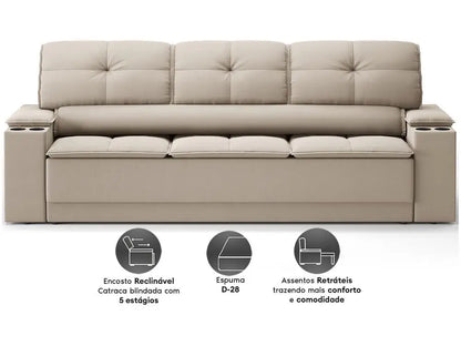 Sofá Retrátil e Reclinável 3 Lugares Velosuede Up Next Sofas