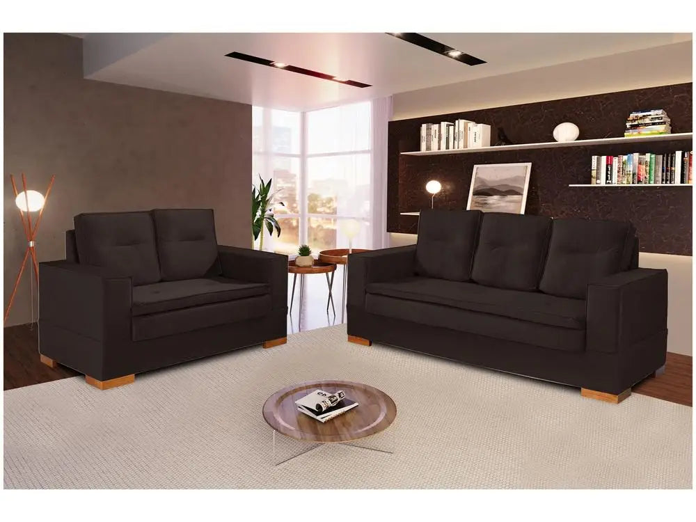 Conjunto Sofá 2 e 3 Lugares Veludo Valencia JW Estofados