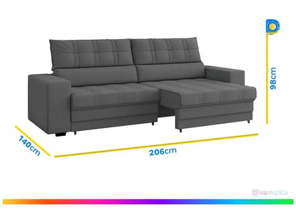 Sofá Retrátil e Reclinável 3 Lugares Veludo Medellín Besthouse