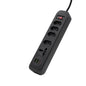 Extensão De 4 Tomadas Com 3 Usb Branco Bivolt 2 Metros Preto, Extensão Tomada,Suporte a Tensão de 110-220V, Potência de 2500W，