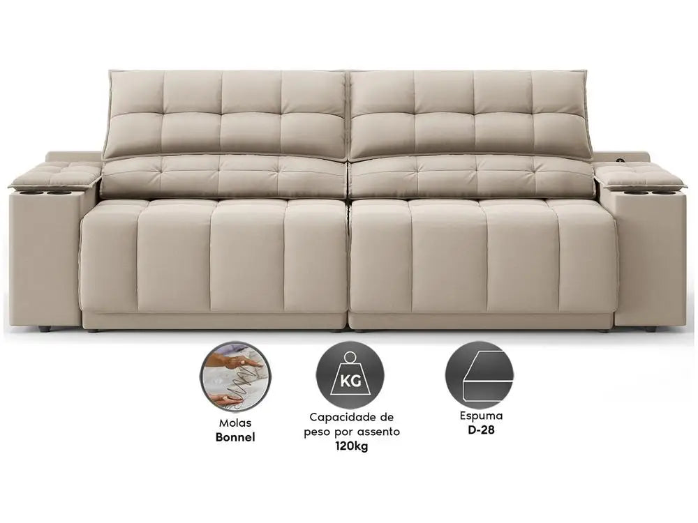 Sofá Retrátil e Reclinável 3 Lugares Velosuede Quebec Next Sofas