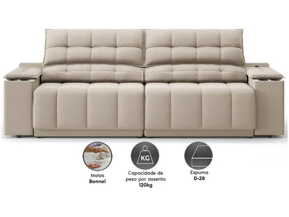 Sofá Retrátil e Reclinável 3 Lugares Velosuede Quebec Next Sofas