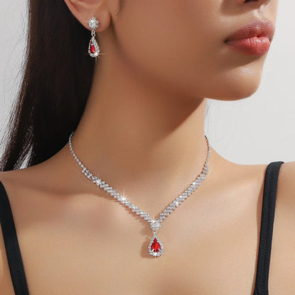 Conjunto 3 Peças Colar e Brincos Feminino Gota D'Água Fashion
