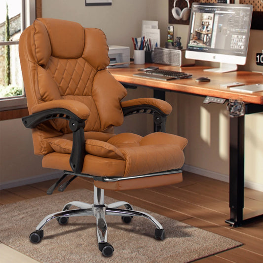 Cadeira Ergonômica Premium Python Fly - Couro PU Respirável, Encosto Ajustável 90°-135°, Suporta até 150kg