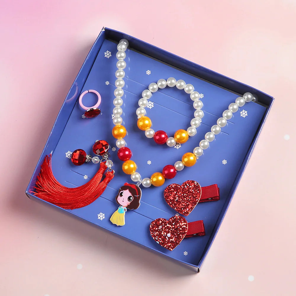 Conjunto 7 Peças Joias Infantil Disney Frozen Colar Presente Meninas Brinquedo