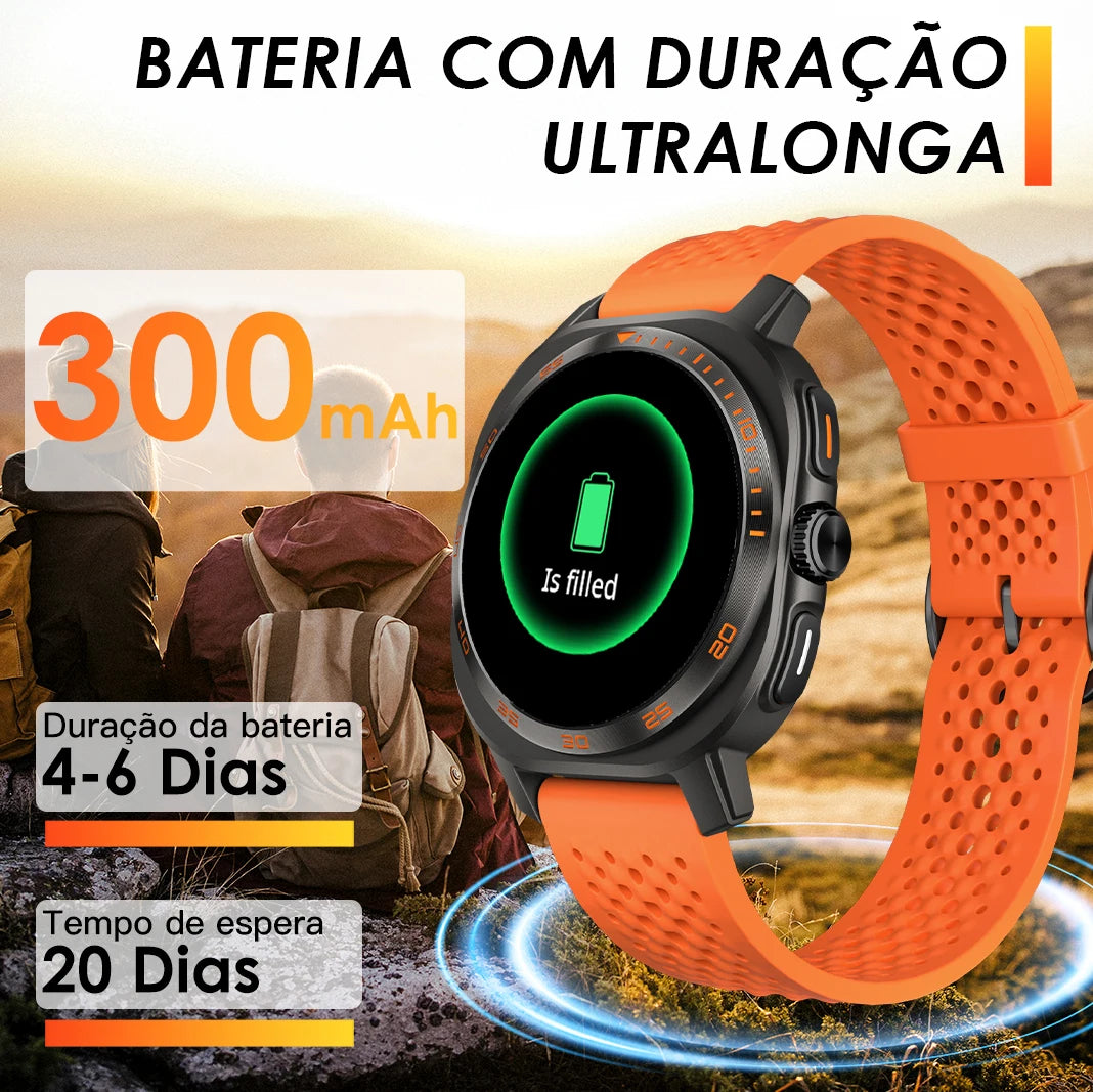 Smartwatch Esportivo Tela AMOLED 1.43" Papel de Parede Personalizado Chamadas Sem Fio Alertas Unissex