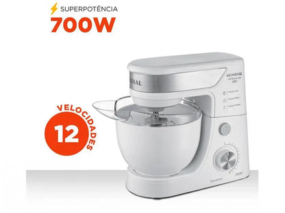 Batedeira Planetária Mondial Premium Branco e Inox 700W - 220V