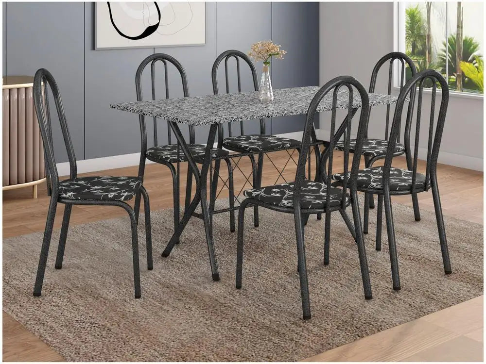 Conjunto Mesa de Jantar 6 Cadeiras Preta Ravenna Madesa