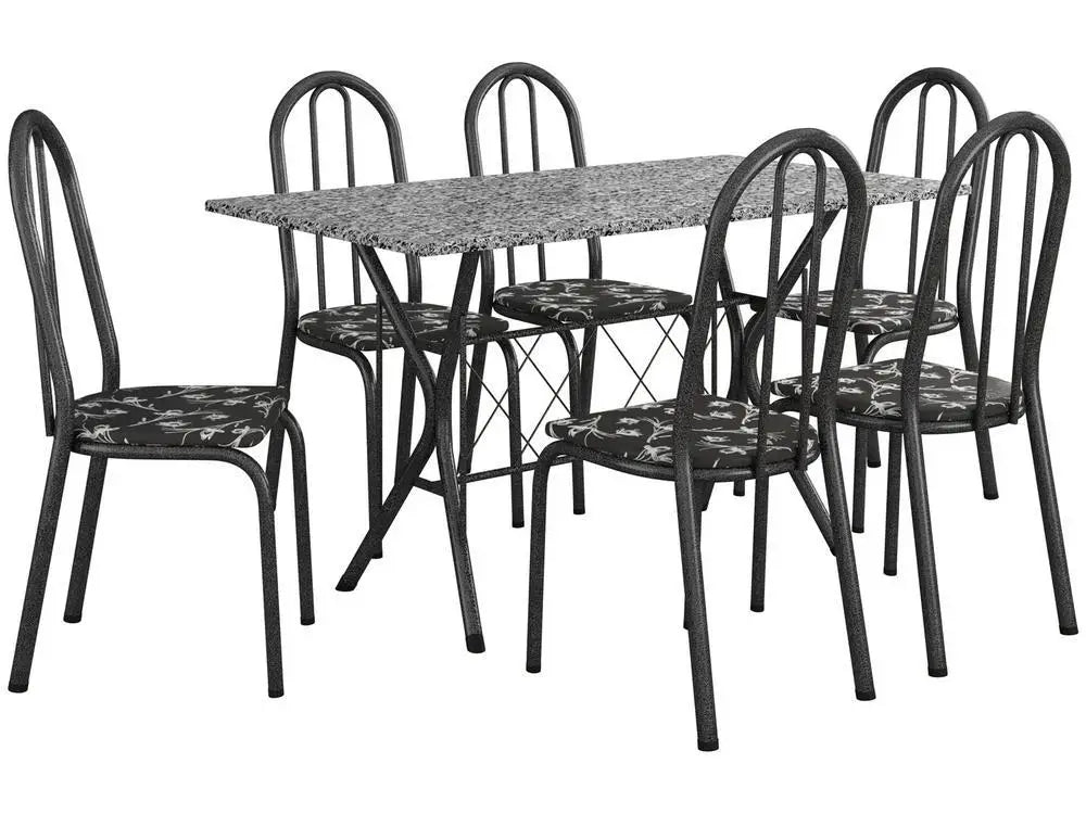 Conjunto Mesa de Jantar 6 Cadeiras Preta Ravenna Madesa