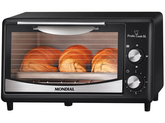 Forno Elétrico de Bancada Mondial Pratic Cook FR-09 6L Preto com Timer – 220V
