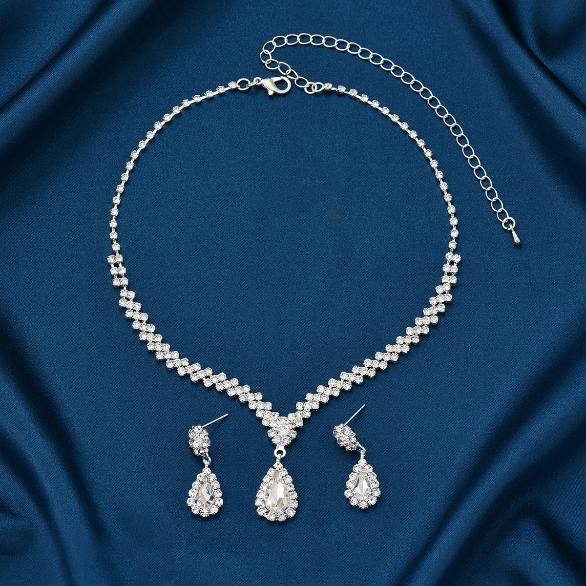Conjunto 3 Peças Colar e Brincos Feminino Gota D'Água Fashion