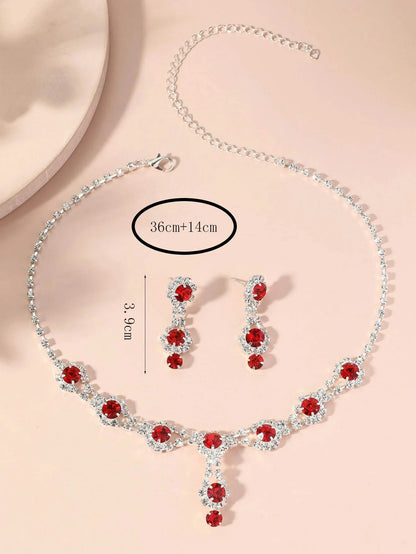 Conjunto 2 Peças Colar e Brincos Azul Feminino - Presente Aniversário
