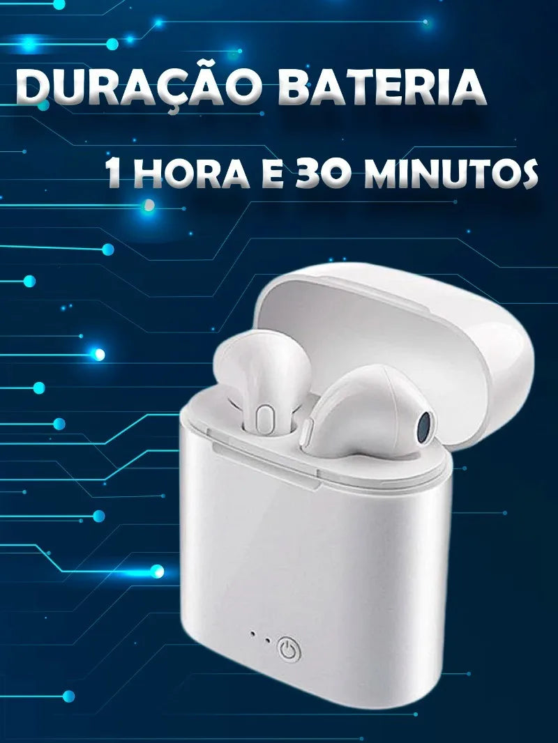 Fone de Ouvido I7S TWS Bluetooth Sem Fio - Earbuds com Estojo Carregador