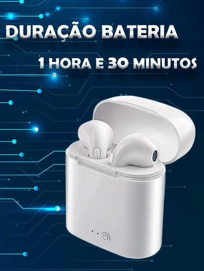 Fone de Ouvido I7S TWS Bluetooth Sem Fio - Earbuds com Estojo Carregador
