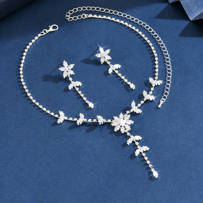 Conjunto Colar e Brincos Zircônia Gota com Franjas - Festa e Formatura