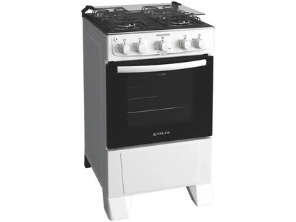 Fogão 4 Bocas Atlas Inox Branco Monaco Plus - Bivolt