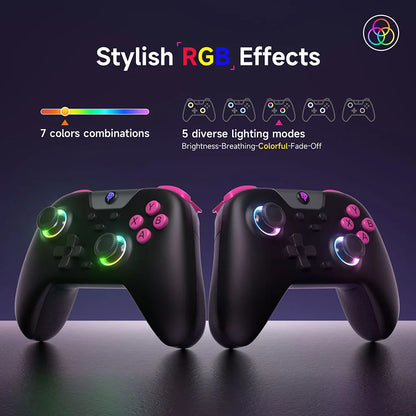 Controle Sem Fio EasySMX X05 Hall Effect RGB Compatível PC/Switch/TV/Android/iOS 2.4G Bluetooth Cabo