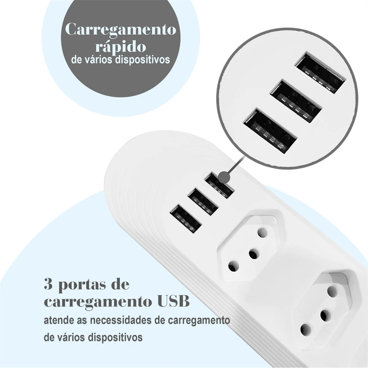 Torre de Tomadas 2M com USB Filtro de Linha Retrátil Coibeu B04U