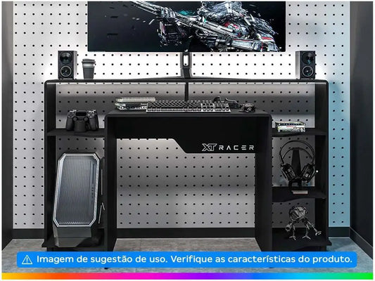 Mesa Gamer XT Racer Control Preta e Branca com 5 Nichos