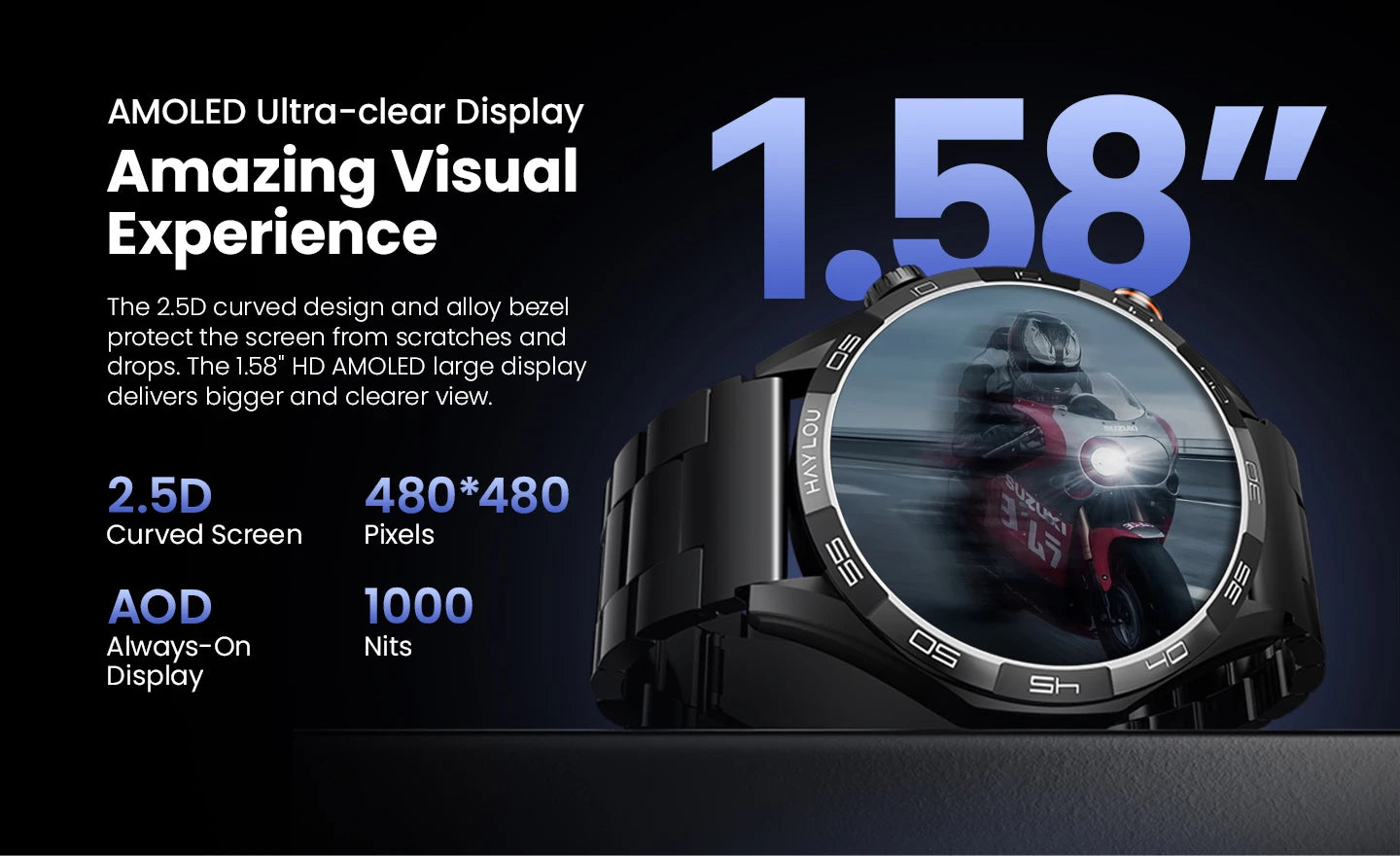 Smartwatch HAYLOU Solar 5 1.58" AMOLED - Relógio Inteligente Premium